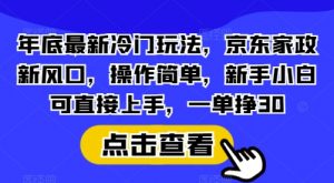 年底最新冷门玩法，京东家政新风口，操作简单，新手小白可直接上手，一单挣30【揭秘】-KF云创