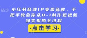 小红书商业IP变现私教，手把手教会你从0-1制作短视频到变现的全过程-KF云创