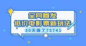 全网首发，低价电影票新玩法，已有人30天搞了75741【揭秘】-KF云创