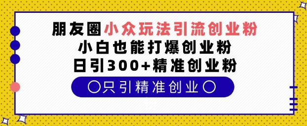 朋友圈小众玩法引流创业粉，小白也能打爆创业粉，日引300+精准创业粉【揭秘】-KF云创