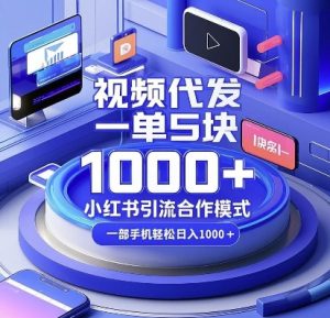 视频代发，一单5块，小红书引流合作模式，一部手机轻松日入多张【揭秘】-KF云创