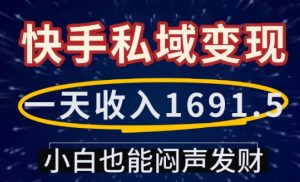 一天收入1691.5，快手私域变现，小白也能闷声发财-KF云创