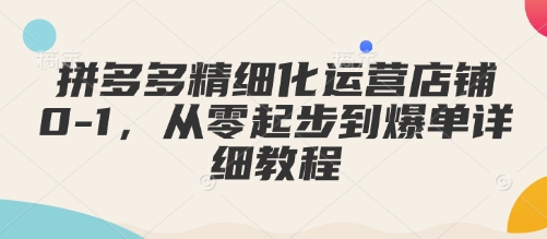 拼多多精细化运营店铺0-1，从零起步到爆单详细教程-KF云创