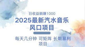 2025最新汽水音乐躺赚项目 每天几分钟 日入1000＋-KF云创