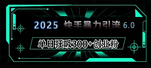 2025年快手6.0保姆级教程震撼来袭，单日狂吸300+精准创业粉-KF云创