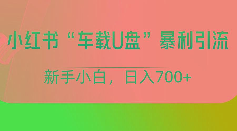 小红书“车载U盘”项目，暴利引流，新手小白轻松日入700+-KF云创