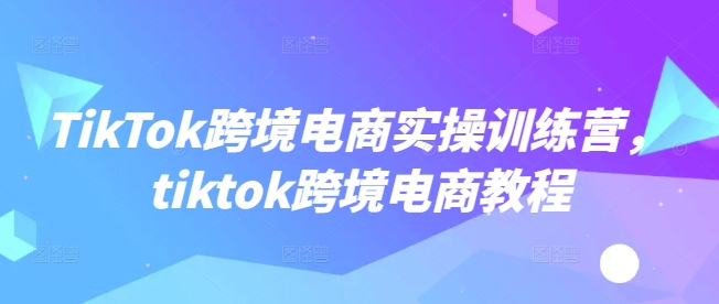 TikTok跨境电商实操训练营，tiktok跨境电商教程-KF云创
