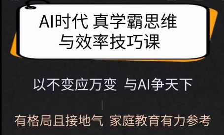 Ai时代真学霸思维与学习方法课，有格局且接地气，家庭教育有力参考-KF云创