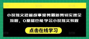 小说推文短篇故事混剪最新剪辑实操全流程，0基础也能学会小说推文教程，肯干多发日入多张-KF云创