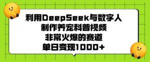 利用DeepSeek与数字人制作养宠科普视频，非常火爆的赛道，单日变现多张-KF云创