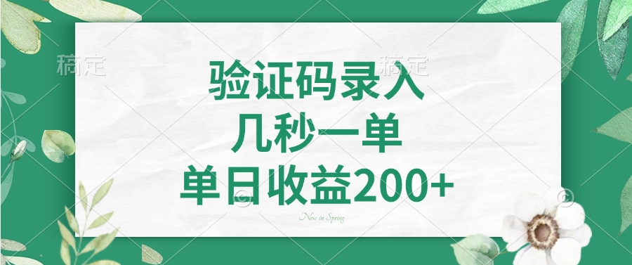 验证码录入，几秒一单，单日收益200+-KF云创