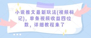 小说推文最新玩法(视频标记)，单条视频收益四位数，详细教程来了-KF云创