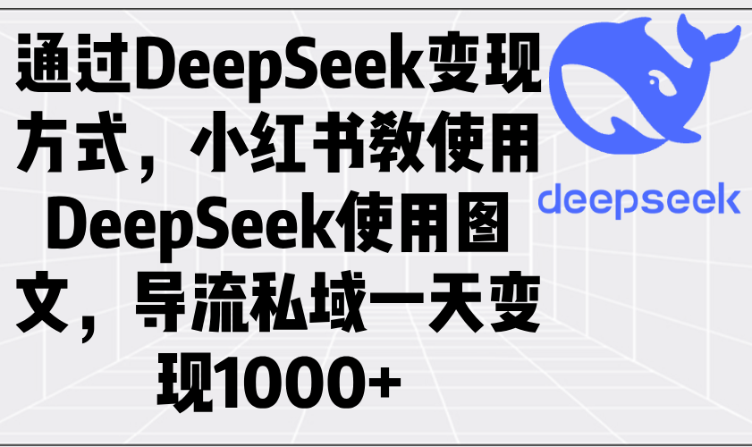 通过DeepSeek变现方式，小红书教使用DeepSeek图文，导流私域一天变现1000+-KF云创