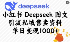 小红书Deepseek图文引流私域售卖资料，单日变现多张-KF云创