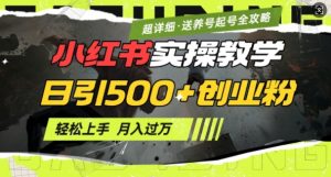 2月小红书最新日引500+创业粉实操教学【超详细】小白轻松上手，月入1W+，附小红书养号起号SOP-KF云创