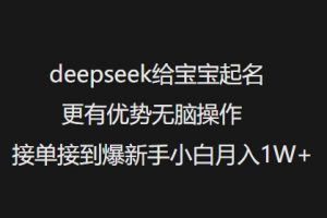 deepseek给宝宝起名更有优势无脑操作接单接到爆新手小白月入1W+-KF云创