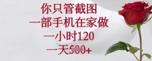 你只管截图，一部手机在家做，一小时120.一天5张【揭秘】-KF云创