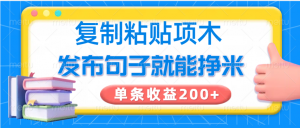 复制粘贴小项目，发布句子就能赚米，单条收益200+-KF云创