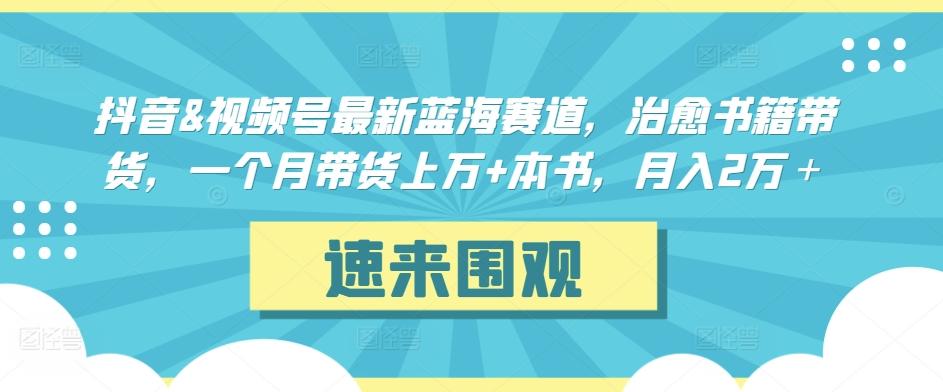 抖音&视频号最新蓝海赛道，治愈书籍带货，一个月带货上万+本书，月入2万＋【揭秘】-KF云创