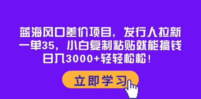 蓝海风口差价项目，发行人拉新，一单35，小白复制粘贴就能搞钱！日入30…-KF云创