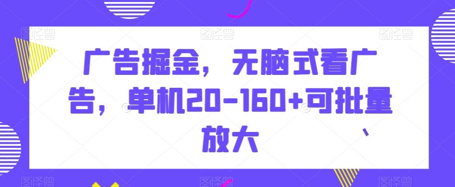 广告掘金，无脑式看广告，单机20-160+可批量放大【揭秘】-KF云创