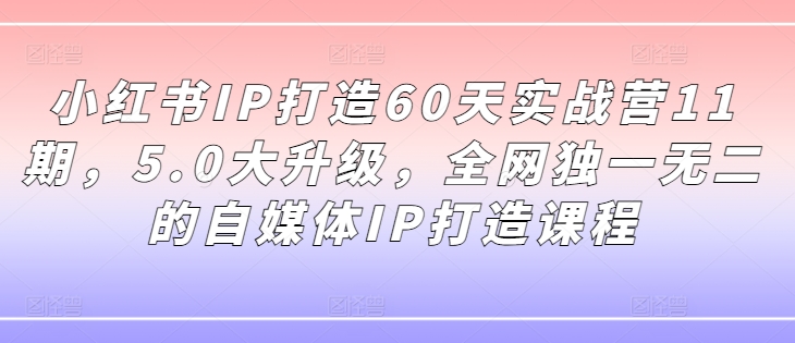 小红书IP打造60天实战营11期，5.0大升级，全网独一无二的自媒体IP打造课程-KF云创