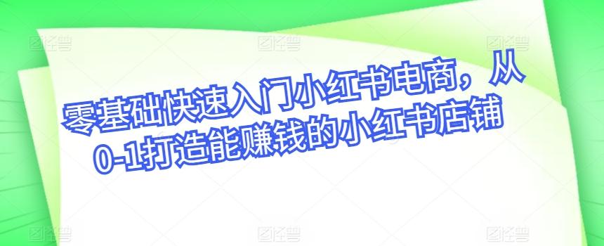 零基础快速入门小红书电商，从0-1打造能赚钱的小红书店铺-KF云创