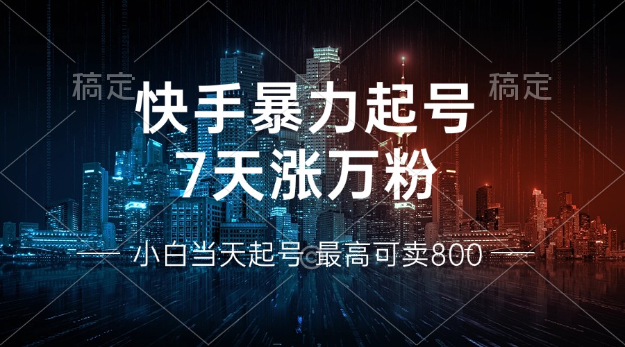 快手暴力起号，7天涨万粉，小白当天起号 多种变现方式，账号回收，单月...-KF云创