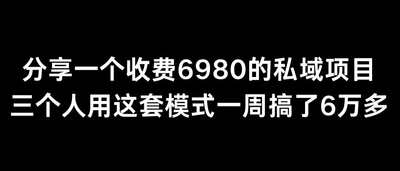分享一个外面卖6980的私域项目三个人用这套模式一周搞了6万多【揭秘】-KF云创