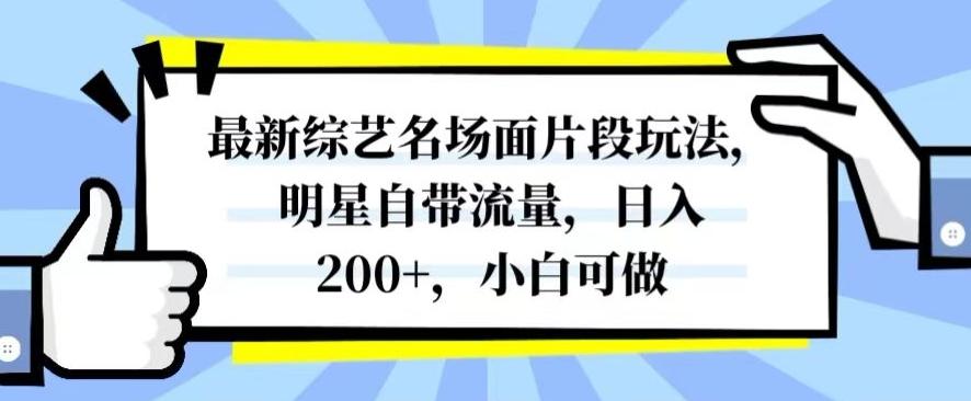 最新综艺名场面片段玩法，明星自带流量，日入200+，小白可做【揭秘】-KF云创
