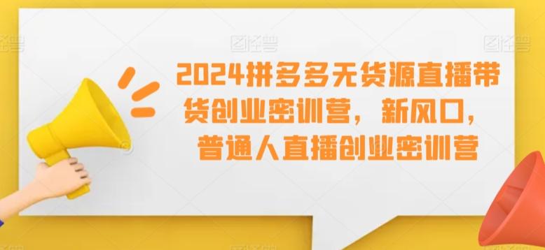 2024拼多多无货源直播带货创业密训营，新风口，普通人直播创业密训营-KF云创