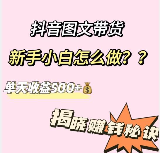 抖音图文带货，新手小白怎么做？单天收益500+【揭秘赚钱秘诀】-KF云创