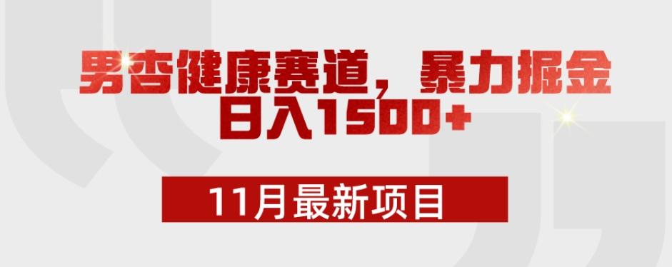 11月最新项目，男杏健康赛道，暴力掘金，日入1500+-KF云创
