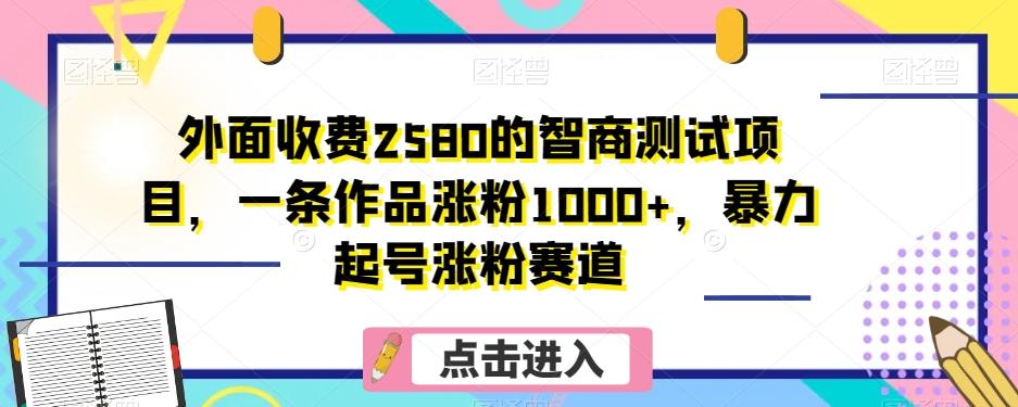 外面收费2580的智商测试项目，一条作品涨粉1000+，暴力起号涨粉赛道【揭秘】-KF云创
