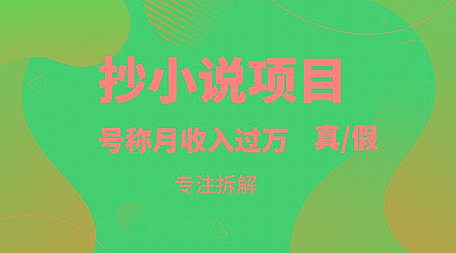抄小说项目，号称月入过万，到底是否真实，能不能做，详细拆解-KF云创
