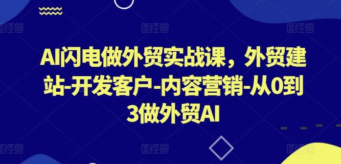 AI闪电做外贸实战课，​外贸建站-开发客户-内容营销-从0到3做外贸AI-KF云创