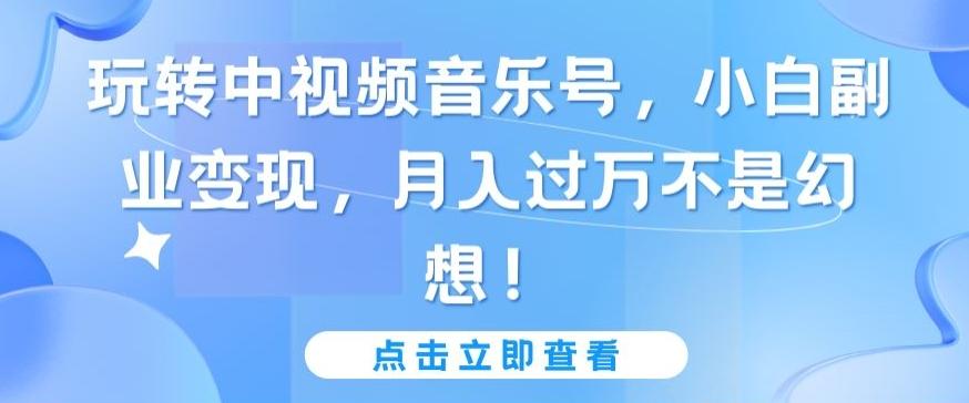 玩转中视频音乐号，小白副业变现，月入过万不是幻想【揭秘】-KF云创