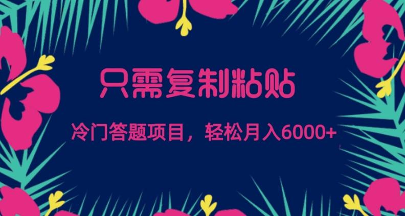 只需复制粘贴，冷门答题项目，轻松月入6000-KF云创
