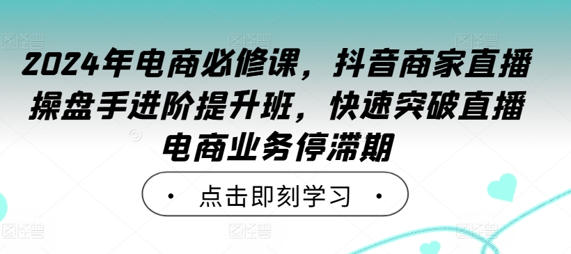 2024年电商必修课，抖音商家直播操盘手进阶提升班，快速突破直播电商业务停滞期-KF云创