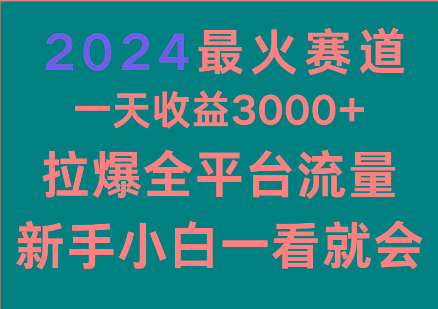 2024最火赛道，一天收一3000+.拉爆全平台流量，新手小白一看就会-KF云创