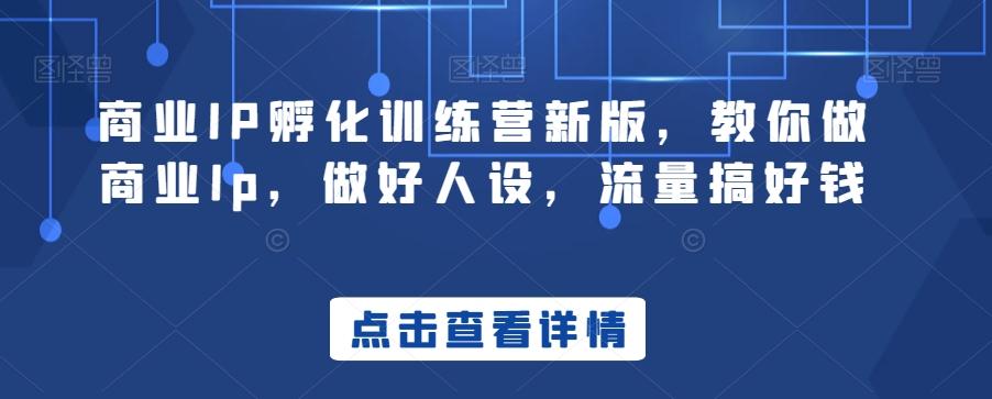 商业IP孵化训练营新版，教你做商业Ip，做好人设，流量搞好钱-KF云创