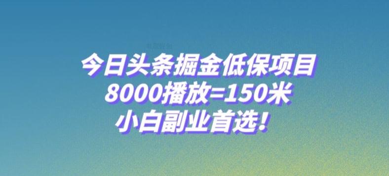 今日头条掘金低保项目，8000播放=150米，小白副业首选【揭秘】-KF云创