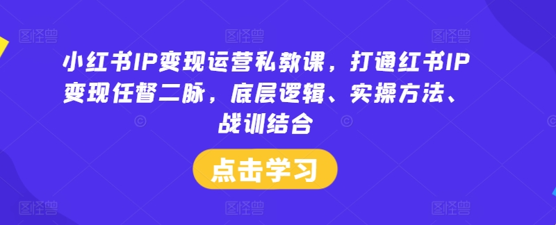 小红书IP变现运营私教课，打通红书IP变现任督二脉，底层逻辑、实操方法、战训结合-KF云创
