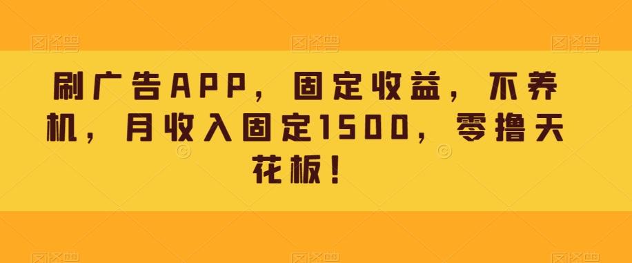 刷广告APP，固定收益，不养机，月收入固定1500，零撸天花板！-KF云创