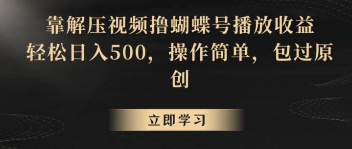 靠解压视频撸蝴蝶号播放收益，轻松日入500，操作简单，包过原创【揭秘】-KF云创