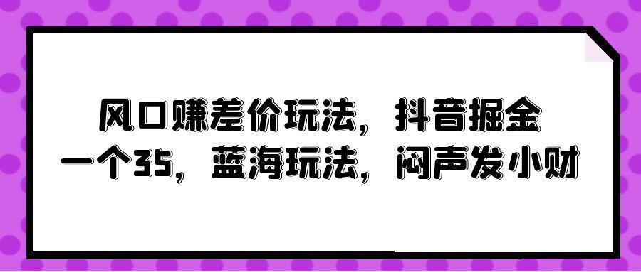 (10022期)风口赚差价玩法，抖音掘金，一个35，蓝海玩法，闷声发小财-KF云创