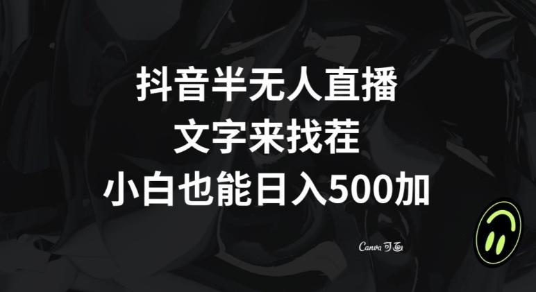 抖音半无人直播，文字来找茬小游戏，每天收益500+【揭秘】-KF云创