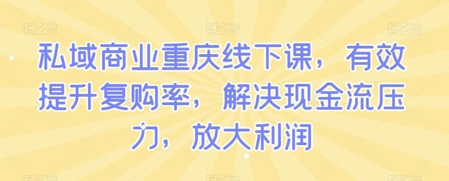 私域商业重庆线下课，有效提升复购率，解决现金流压力，放大利润-KF云创