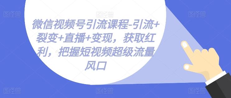 微信视频号引流课程-引流+裂变+直播+变现，获取红利，把握短视频超级流量风口-KF云创