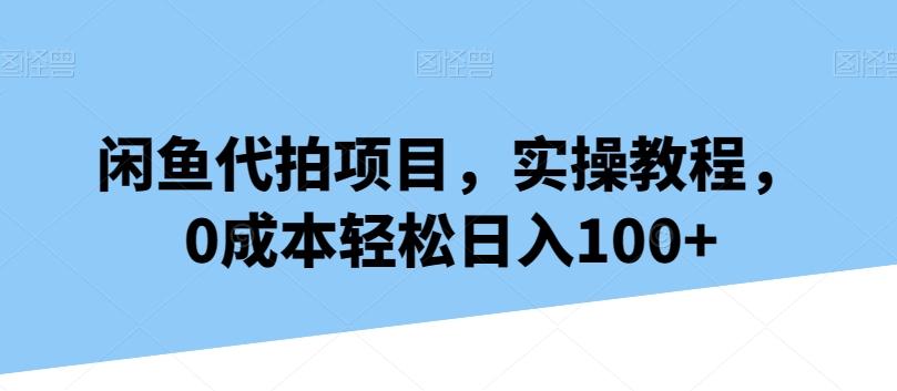 闲鱼代拍项目，实操教程，0成本轻松日入100+-KF云创